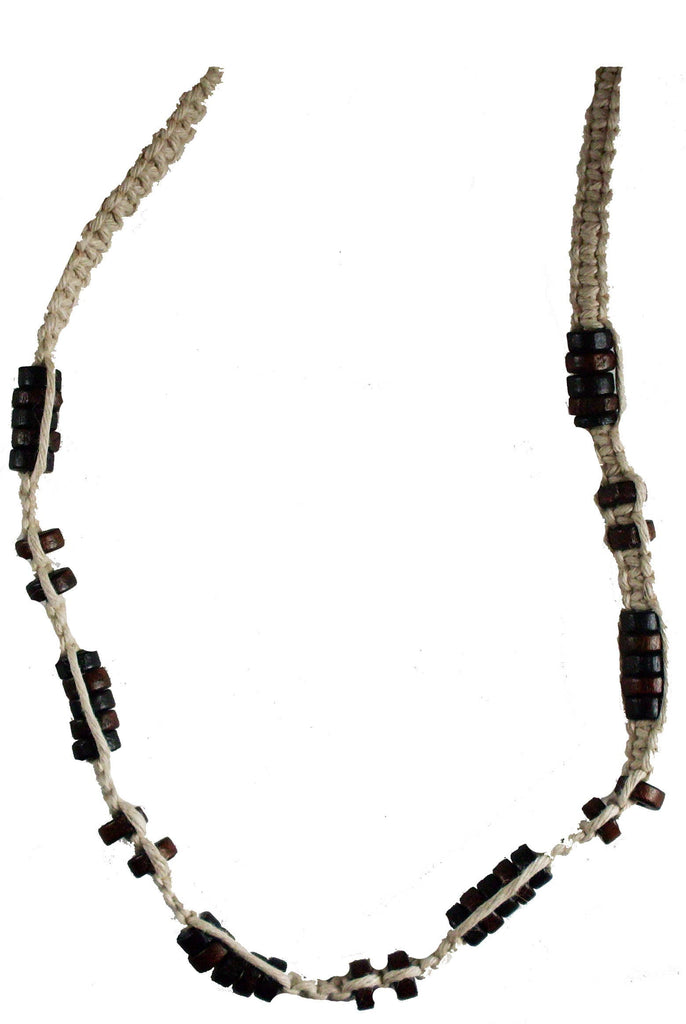 Hemp With Wood and Bone Necklace