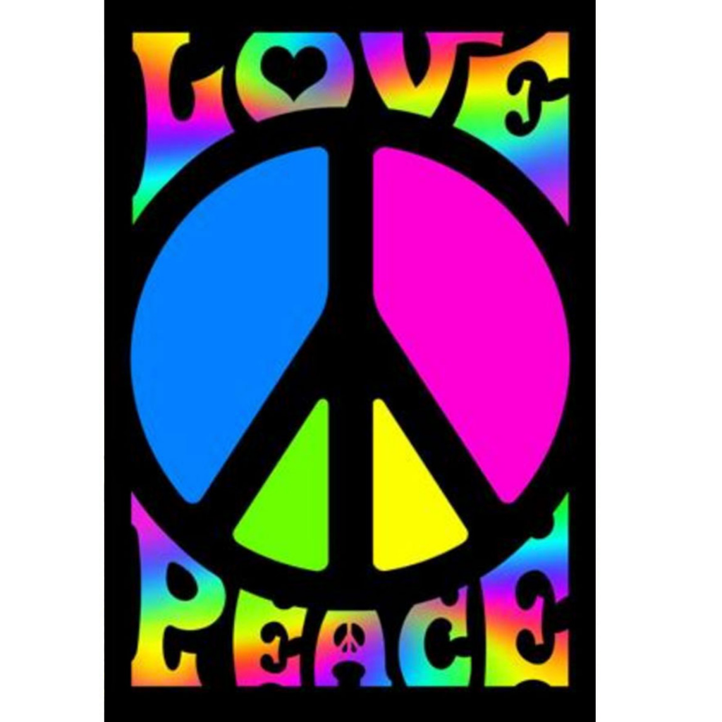 Peace & Love Retro Blacklight Poster